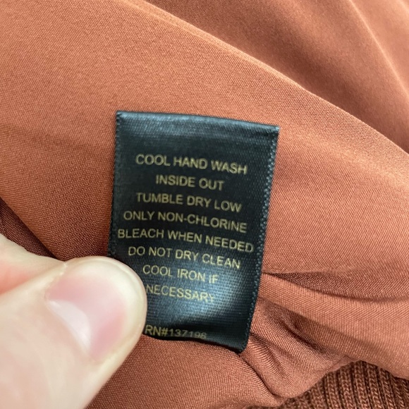 House Of Harlow 1960 Satin Bomber Jacket Women’s Medium Metallic Brown Ruched - Picture 16 of 16